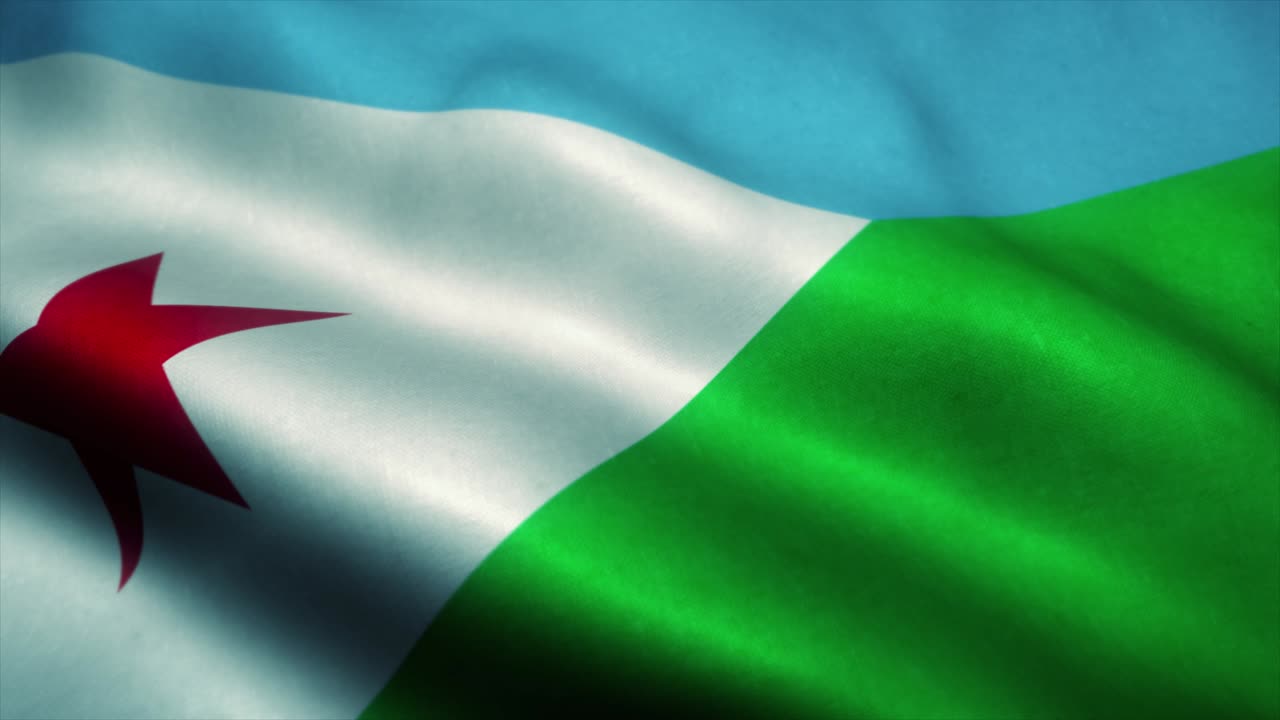 지부티 발이 바람에 흔들리는 지부티 국가 발, 지부티의 표지판, 시엄리스 루프 애니메이션