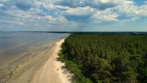 Flying-Over-Beach-And-Seashore-At-Daytime---Drone-Shot