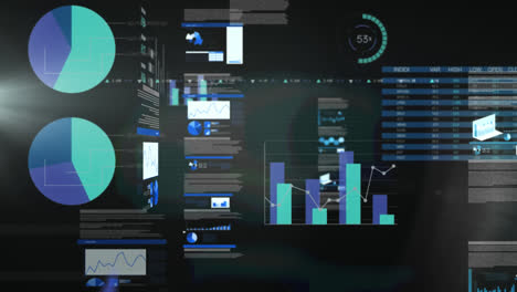 animación de las estadísticas y el procesamiento de datos sobre fondo negro