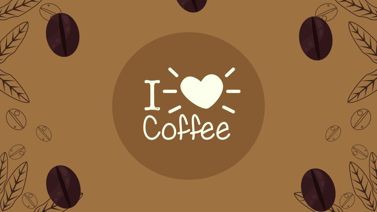 i love coffee lettering with seeds animation
