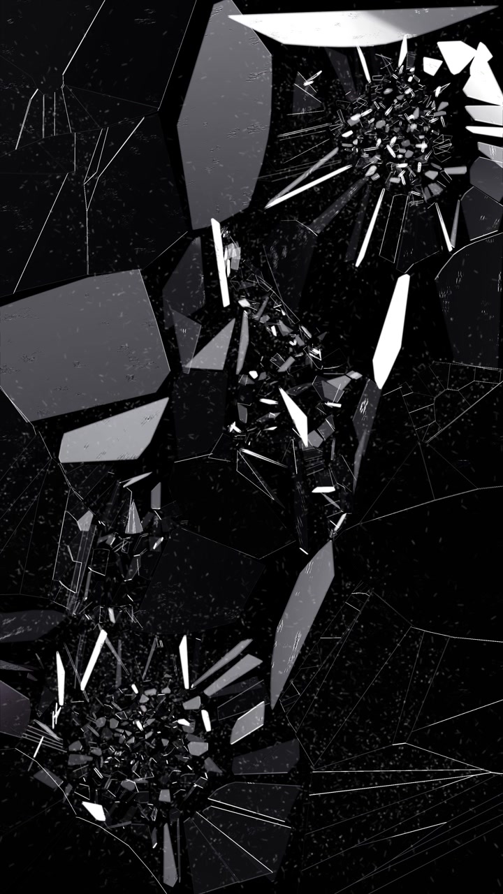 Cracked glass screen effect with intricate jagged fracture explosion of a glass shattering on green