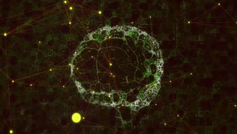 animation of human brain and network of connections over dark background