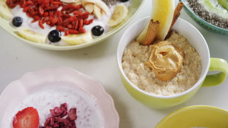 various breakfast on white background 4k