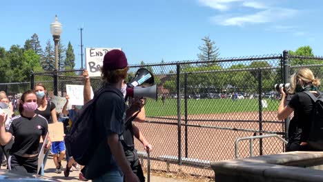 organized march in menlo park, peacefully protesting police brutality and racial inequality in the wake of the death of george floyd who was killed by a minneapolis police officer last week.