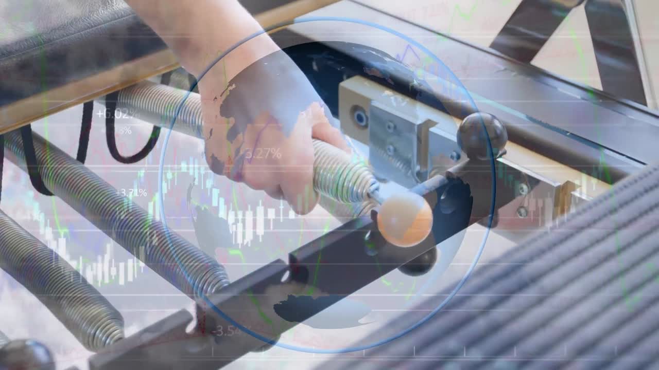 데이터 처리 및 지구상의 카우카스 여성 스포츠 선수 운동의 애니메이션