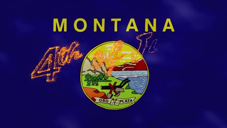 montana flag background for 4th of july fire lettering, loop