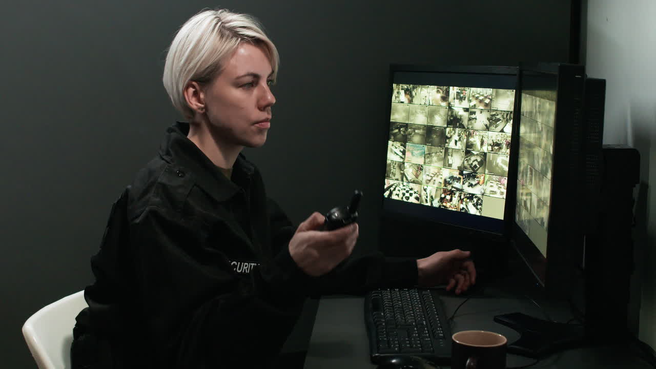 guardia de seguridad trabajando en una habitación