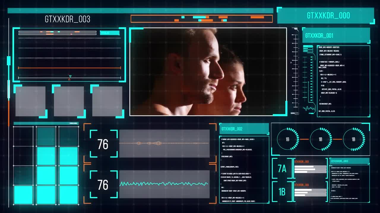 animación del procesamiento de datos deportivos con diversas personas haciendo ejercicio sobre un fondo negro