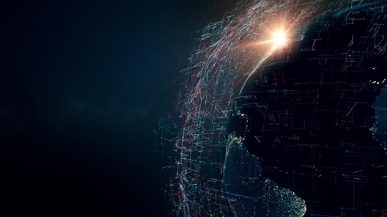 animación tecnológica futurista del mundo digital con efectos de luz
