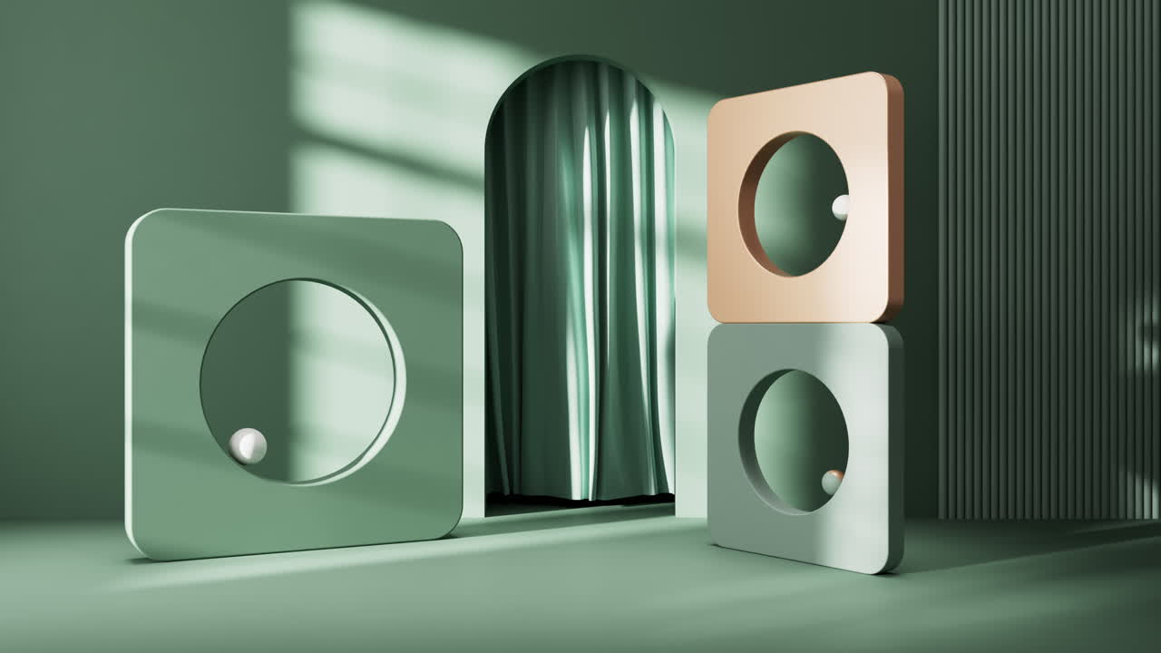 추상적인 기하학 내부 배경, 3d 렌더링