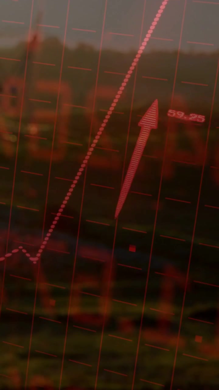 Vertical video: On update red chart updating dot line rising arrow moving bar sliding showing gain