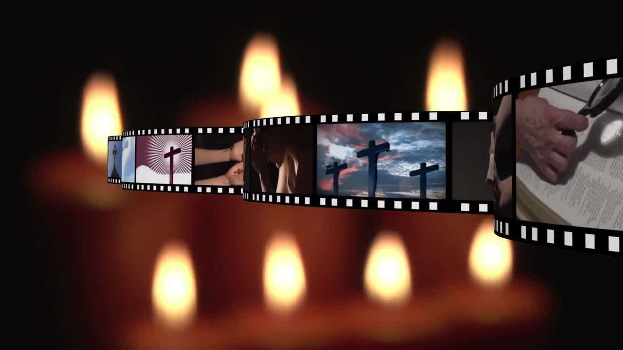 tiras de película y velas