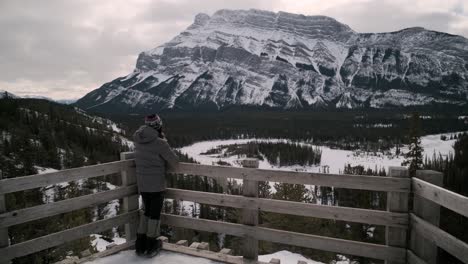 the beautiful tourist spot at banff national park with epic lookout at mount rundle in alberta canada