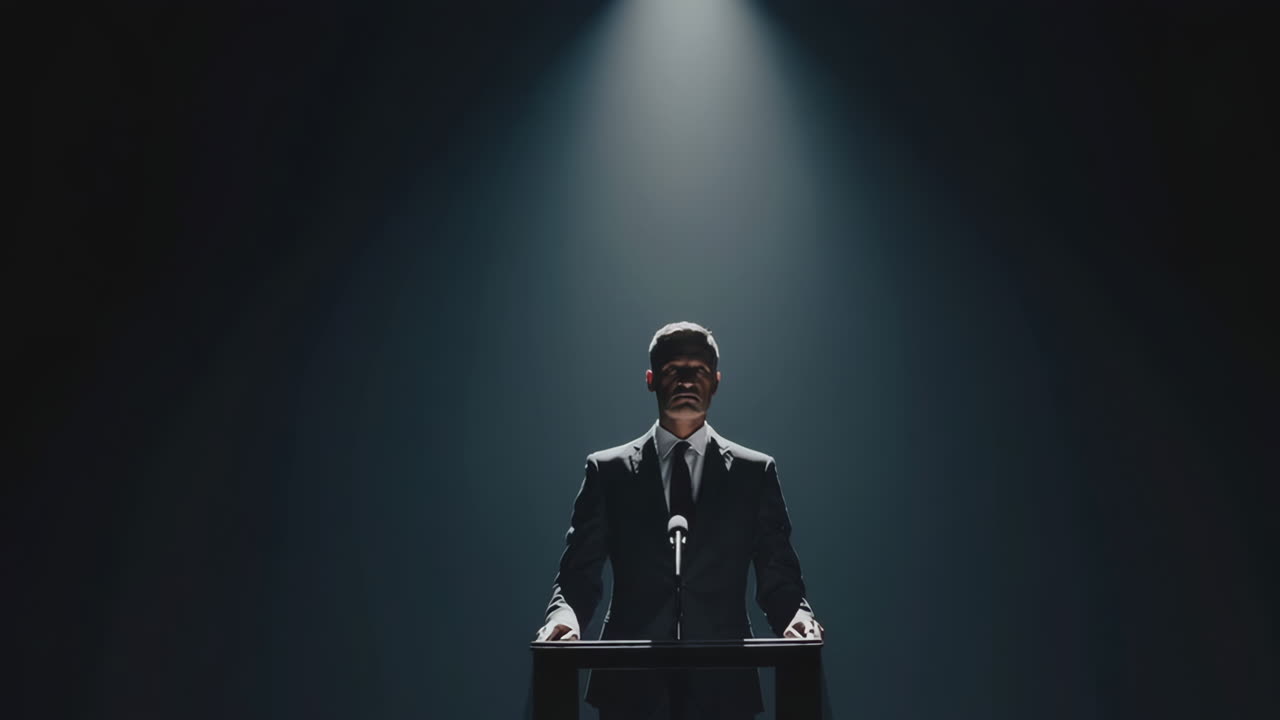 Businessman Speaking at a Podium