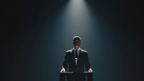 businessman speaking at a podium