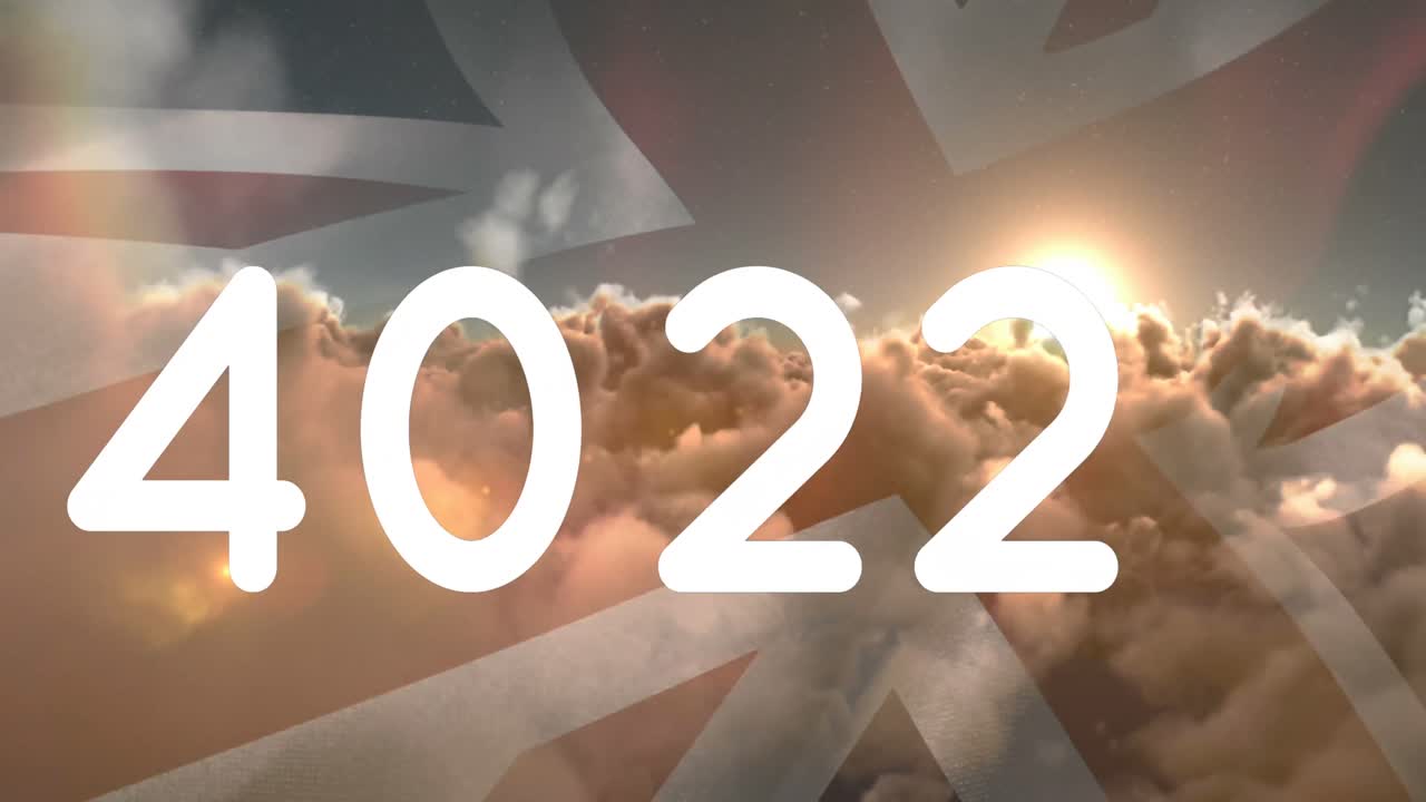 animación del contador sobre la bandera del reino unido