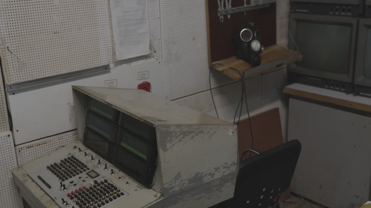 Control Panel Of The SKALA Computer System At The Chernobyl Nuclear Power Plant In Ukraine. Tracking Shot