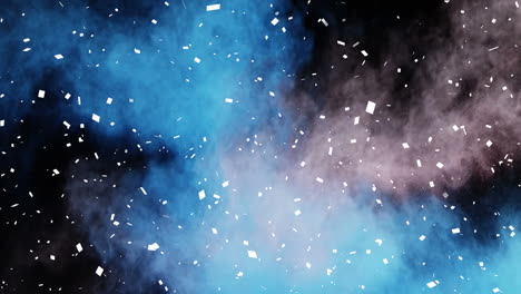 animación de confeti cayendo sobre polvo azul y rosa