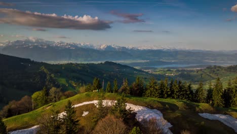 the drone moves around a mountain top really fast