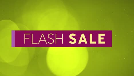 Animation-of-flash-sale-text-over-shapes-on-green-background