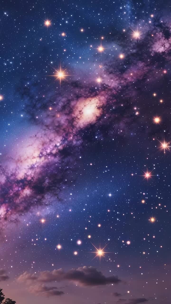 Vertical video: Starting timelapse capturing Milky Way galaxy streaking star trails across dark sky