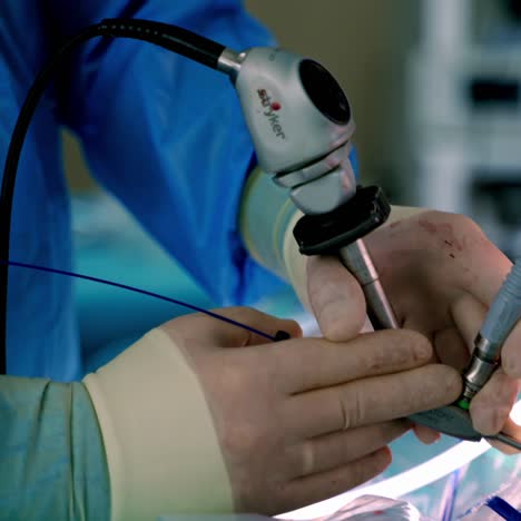 surgeon at work in operating room. modern equipment in operating room.
