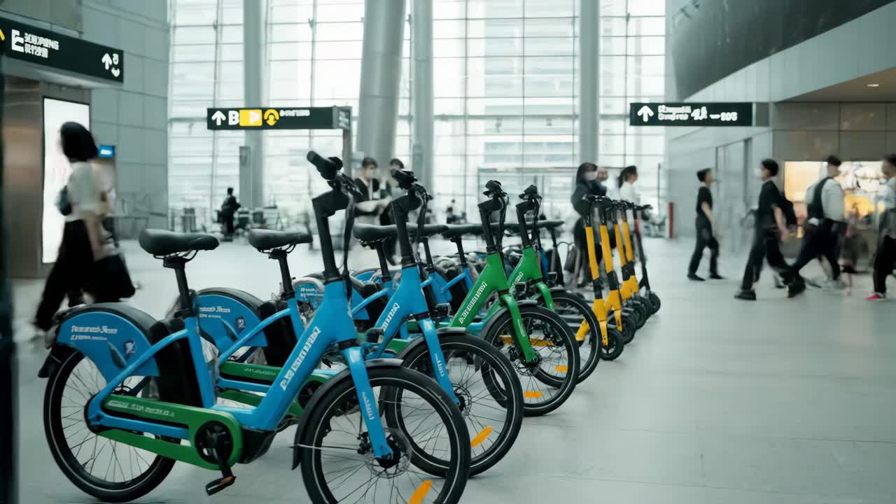 Bicycles and Scooters at an Airport