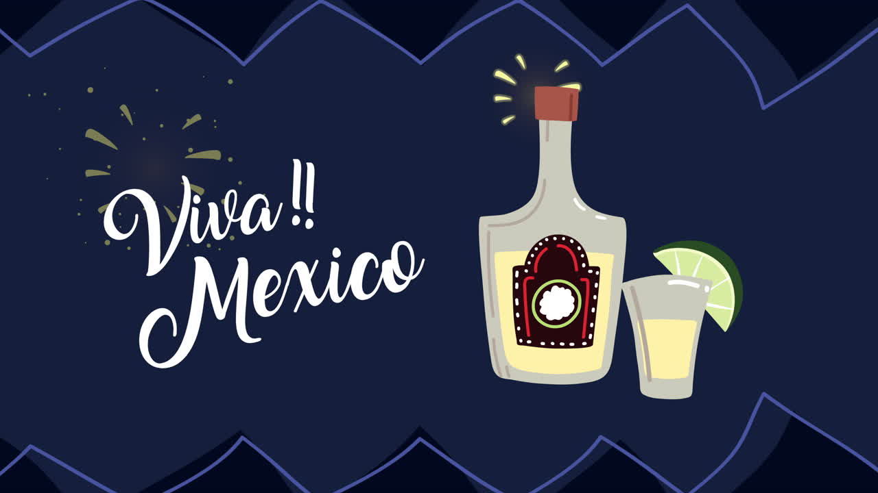 ¡viva méxico! ilustración de tequila