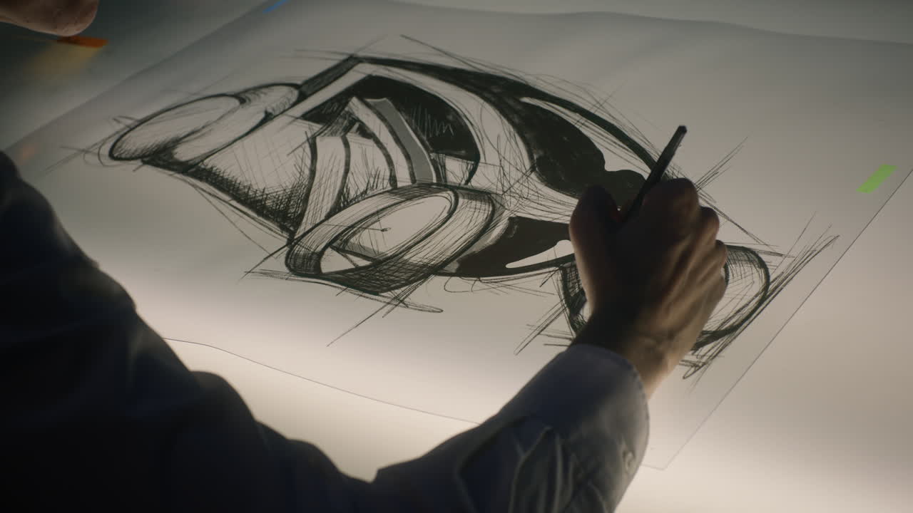 Person Sketching a Car Design