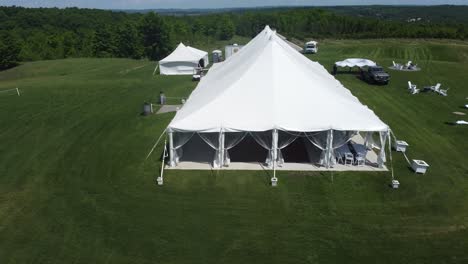 aerial shot of wedding tent