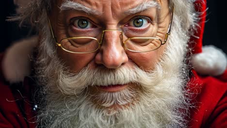 a close up of a man dressed as santa claus with his hands outstretched