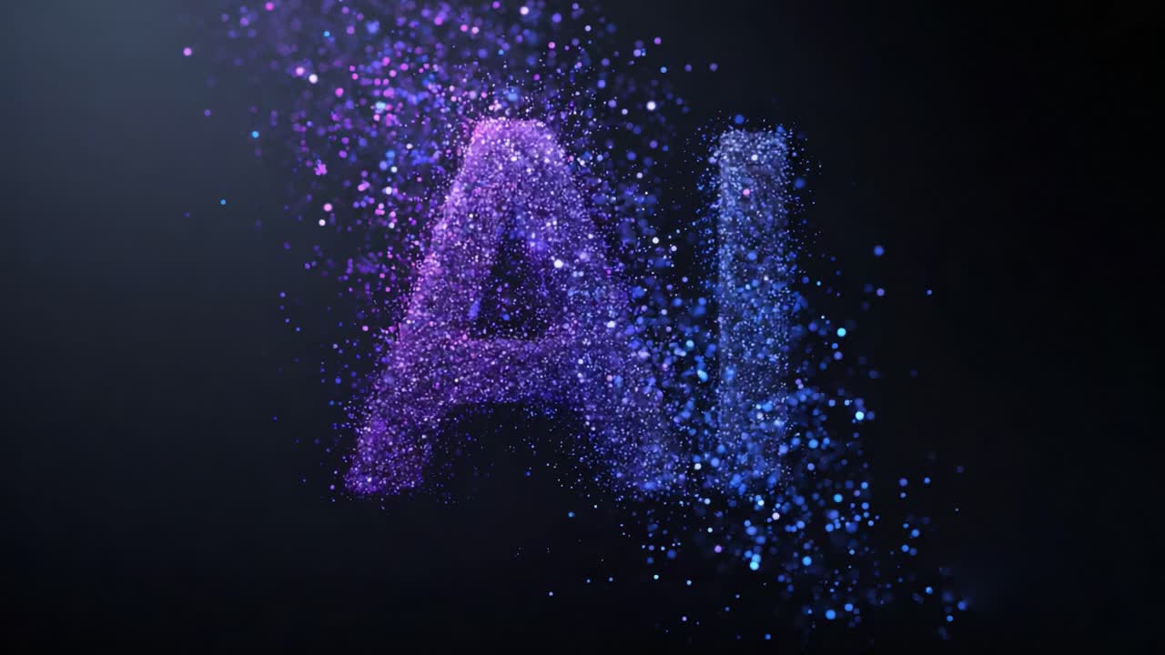 A Visual Journey Through the Evolution of Artificial Intelligence: From Dynamic Particles to Simple Typography in a Captivating Graphic Display