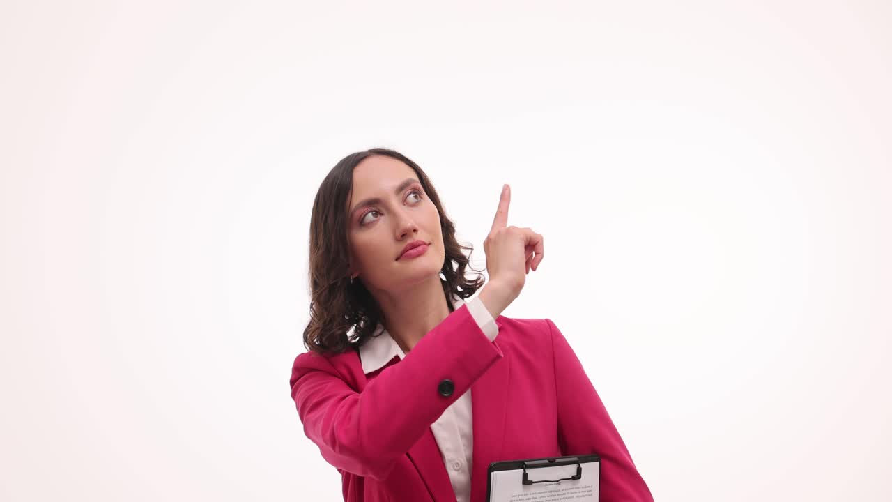 Businesswoman gesturing and thinking