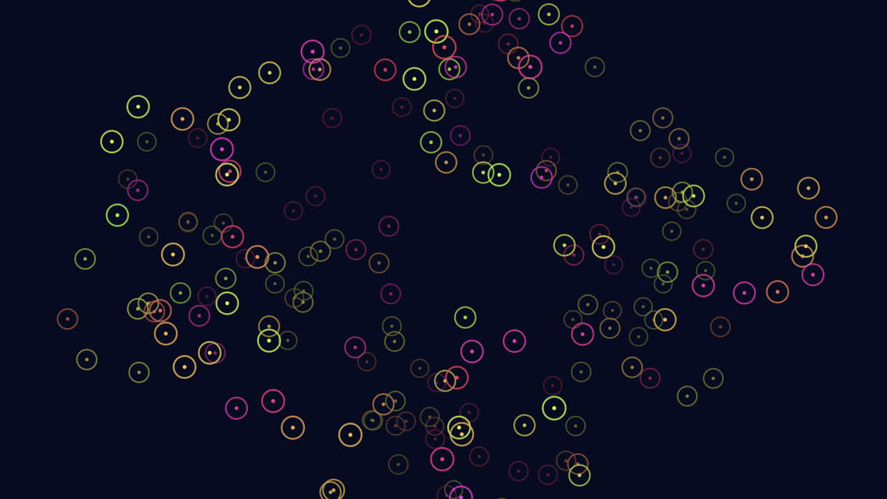 Colorful floating circles on dark background