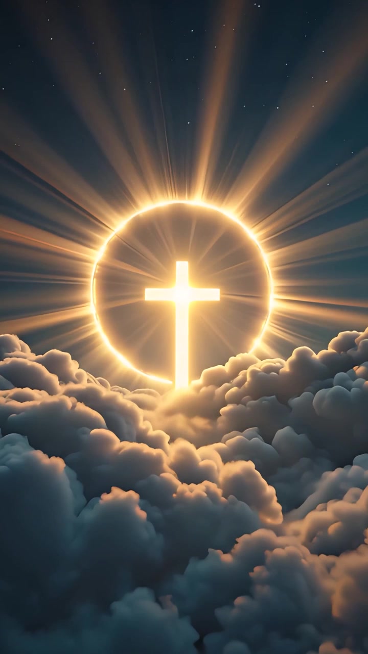 Sfondo per Adorazione 4K: Croce Cristiana e Luce Celeste