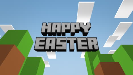 Retro-Happy-Easter-text-on-game-pattern