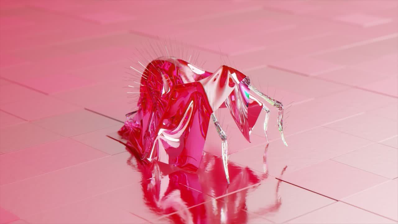 Abstract Pink Glass Sculpture