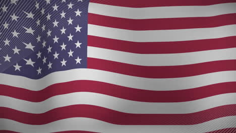 waving american flag with stars and stripes in red, white, and blue animation