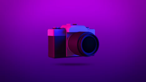 colorful 3d vintage camera turning mock up