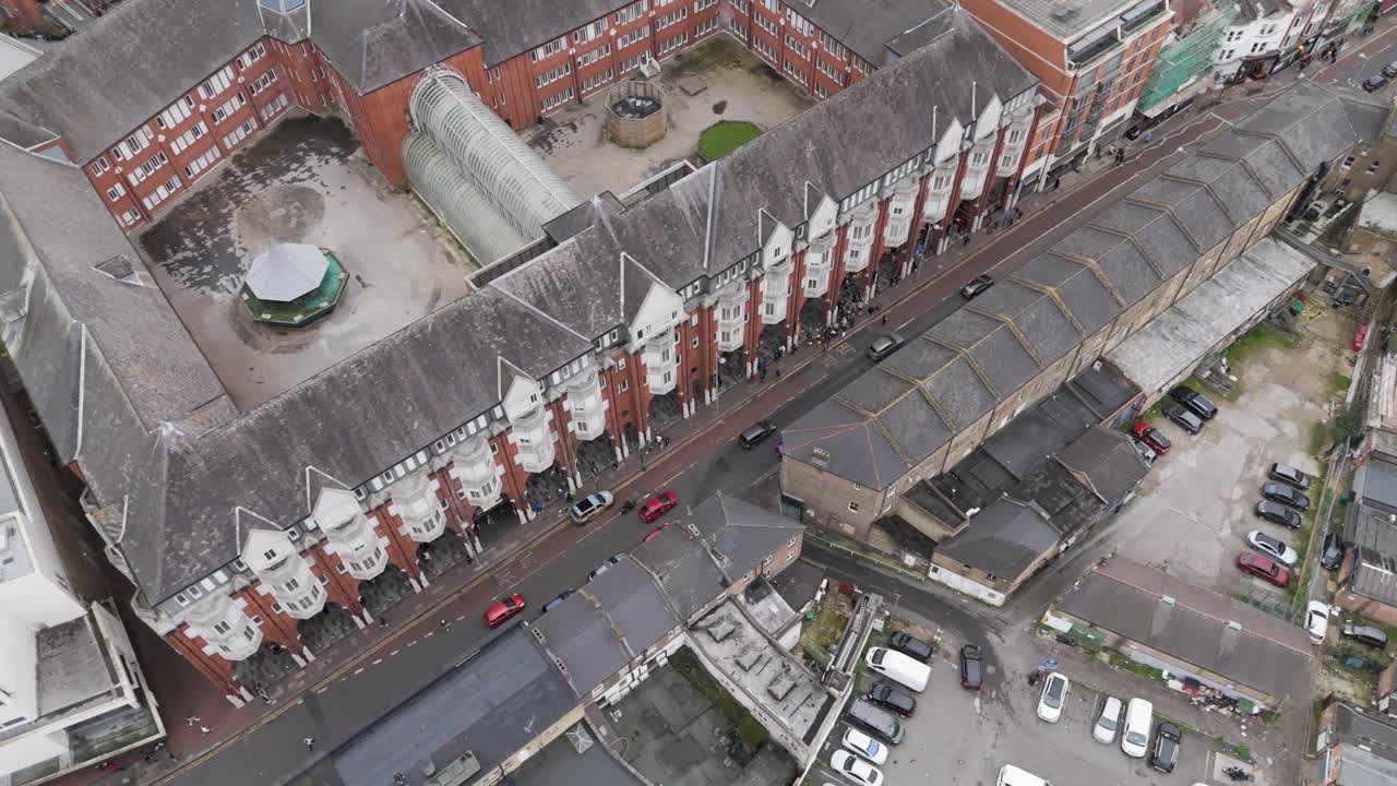 Aerial view of Ealing Broadway exterior, showing a blend of modern and historical architecture within a bustling urban setting, London, UK, October 2024