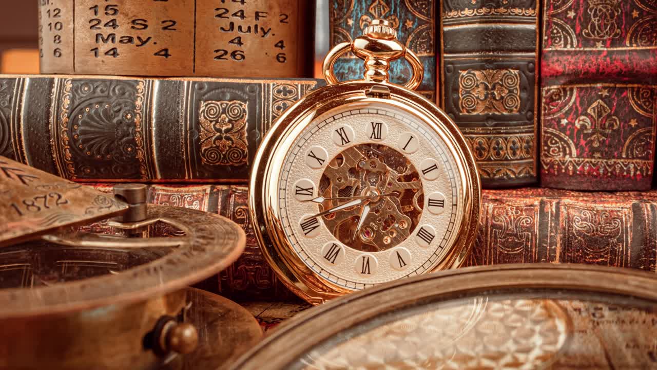 reloj de bolsillo vintage. concepto de fondo vintage de la historia del tiempo.