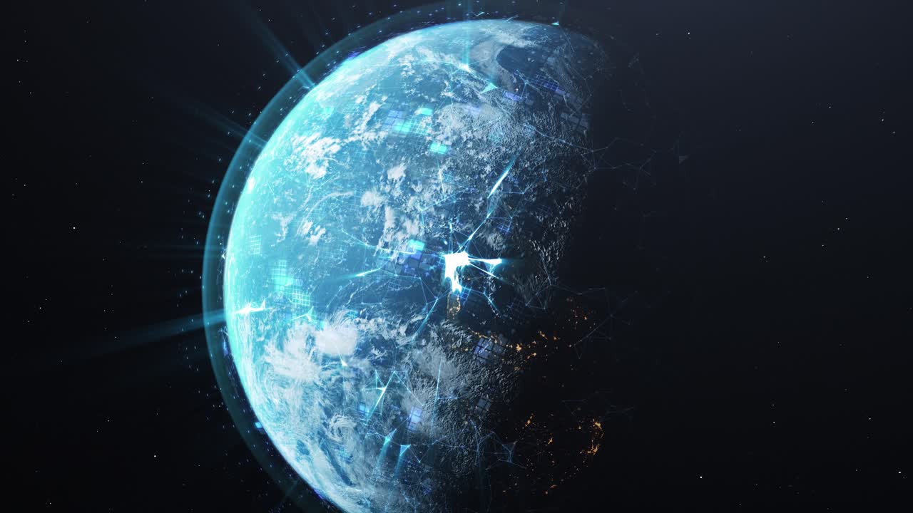 líneas de red digital en todo el mundo - planeta tierra digital