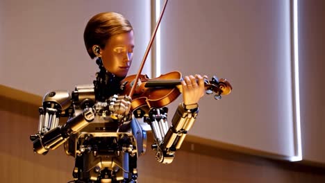 a robot playing the violin