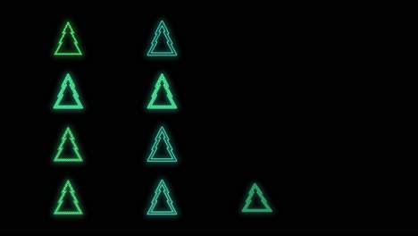 Green Christmas trees pattern with neon light