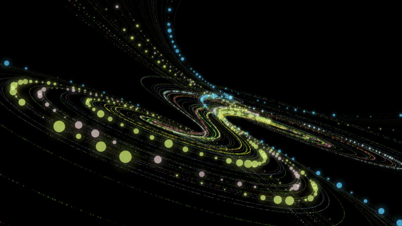 천천히 움직이는 입자 줄무 객체와 함께 미래 애니메이션, 4096x2304 루프 4k