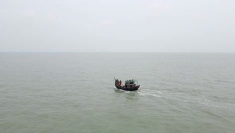 small fishing trawler boat at indian ocean near bangladesh coast