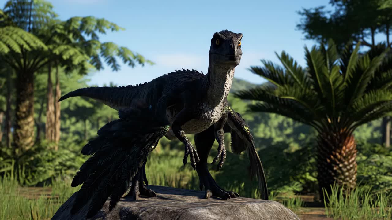 Feathered Dinosaur in Natural Habitat