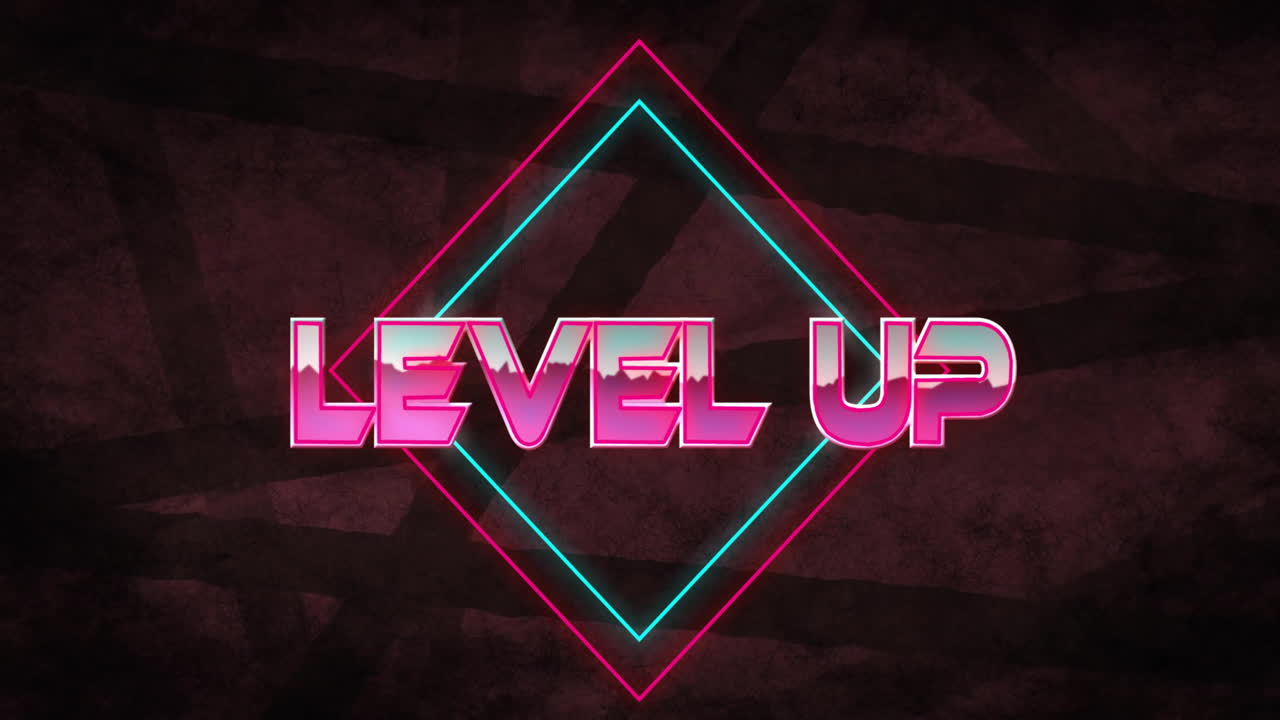 Animation of level up text over black lines