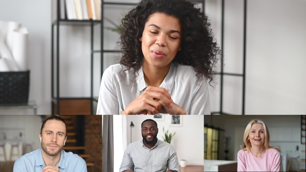 video chat de diversos compañeros de trabajo, empleados