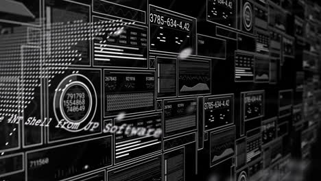 displaying graphs and numbers, digital data panels in futuristic animation interface
